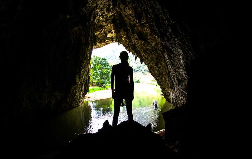  Puong cave, a large, dark cavern in Ba Be cave's system