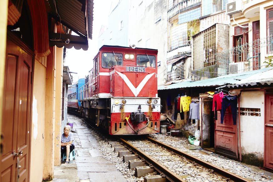 Tran Phu road in the Old Quarter has become known as "Train Street"