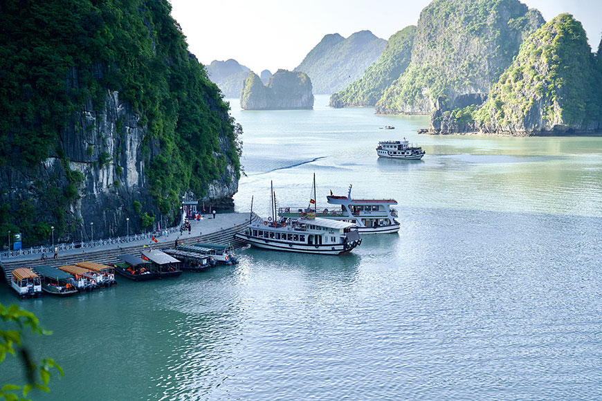 Boats tour Halong Bay, one of Southeast Asia's most popular attractions